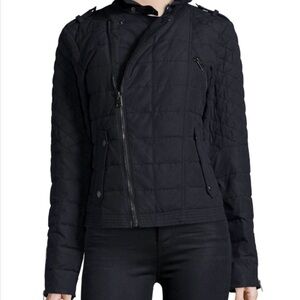 Sorel Black Conquest Carly Fitted Moto Down Jacket